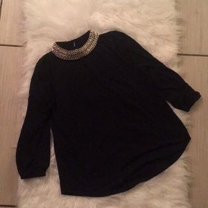 Long sleeve black sequence top